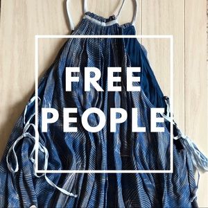 NWT Free People Blue and White High Neck Tank